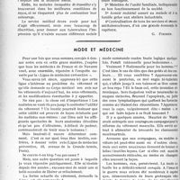 2423 - Page 2076 - Partie professionnelle. Jurisprudence. Au sortir du sanatorium. La réadaptation sociale du tuberculeux constitue un problème délicat / Mode et médecine