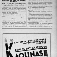 2438 - lVII-2091 - Correspondance. Questions diverses. Le Tarif des accidents du travail est applicable aux soins donnés aux assurés sociaux agricoles notoirement indigents / Application du tarif des accidents du travail. La visite dite « de contrôle » dans les grandes villes » et leur banlieue / Doit-on donner à son blessé le pourcentage de son incapacité partielle permanente