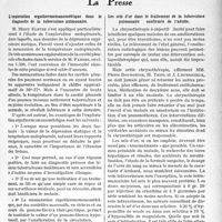 2480 - Page 2129 - Partie scientifique. L'actualité scientifique. La Presse. L’exploration ergothermomanométrique dans le diagnostic de la tuberculose pulmonaire [(La Presse Médicale, 6 avril 1935)] / Les sels d’or dans le traitement de la tuberculose pulmonaire confirmée de l’adulte [(La Presse Médicale, 6 avril 1935)]
