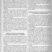 2481 - Page 2130 - Partie scientifique. L'actualité scientifique. La Presse. Le traitement des tumeurs malignes par le venin de cobra [(Paris Médical, 16 mars 1935)] / Étude sur la valeur de la chrysothérapie de la tuberculose pulmonaire au sanatorium [(Le Journal médical Français, janvier 1935)] / Contribution à l’étude des troubles nerveux consécutifs à l’intoxication oxycarbonée aiguë [(Gazette des hôpitaux, 3 avril 1935)]