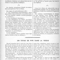 2543 - Page 2188 - Partie Scientifique. Travaux originaux. Étude sur l’eau de Vals-la-reine, par le Docteur George. Les ruptures de l’urètre par traumatismes accidentels et thérapeutiques. Réflexions et déductions pratiques / Un tuyau de pipe dans la vessie