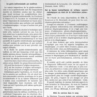 2544 - Page 2189 - Partie Scientifique. L'actualité scientifique. La Presse. Les gastro-entérostomisés qui souffrent [(Le Journal médical Français, mars 1935)] / Sur la fausse interprétation de certains aspects radiologiques au cours de la tuberculose pulmonaire [(La Presse Médicale, 6 avril 1935)] / Rôle du calcium dans le sang [(Le Progrès Médical, 6 avril 1935)]