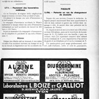 2576 - Page 2221 - Correspondance. Accidents du travail. L’accident dont un ouvrier est victime en se rendant à son travail ne constitue pas, en principe, un accident du travail / Payement des honoraires médicaux / Fiscalité. Patente en cas de changement de domicile