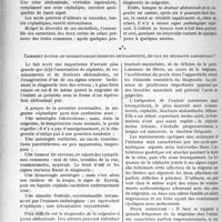 2611 - Page 2252 - Partie Scientifique. Travaux originaux. La clinique infantile au goût du jour. La migraine, à forme abdominale, ne doit pas être méconnue chez l’enfant, d’après le Professeur Robert Debré et R. Broca. Mais aussi des douleurs abdominales aiguës remplacent parfois les symptômes habituels / Comment éviter de regrettables erreurs de diagnostic, en cas de migraine abdominale ?