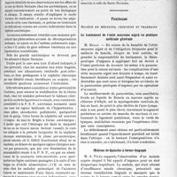 2616 - Page 2257 - Partie Scientifique. L'actualité scientifique. Les Sociétés Savantes. Paris. Société d'hydrologie de Paris. La cure de Saint-Nectaire dans certaines formes de néphrite azotémique, (1, 2, 3-5-1935) / Toulouse. Société de médecine, chirurgie et pharmacie. Le traitement de l’otite moyenne aiguë en pratique médicale générale / œdème de Quincke à forme linguale