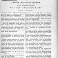 2660 - Page 2297 - Partie Scientifique. Travaux originaux. Clinique chirurgicale infantile A> Hôpital des enfants-malades. Quelques malades vus à la consultation du lundi, Professeur L. Ombrédanne