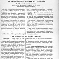 2662 - Page 2299 - Partie Scientifique. Travaux originaux. Considérations sur le paludisme, (Diagnostic et traitement). Deuxième partie. La pharmacologie actuelle du paludisme, par le Docteur René Le Droumaguet. Le quinquina et ses dérivés naturels