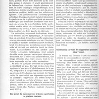 2673 - Page 2310 - Partie Scientifique. L'actualité scientifique. La Presse. Une forme clinique particulière des perforations pleurales : la perforation spontanée de la plèvre pariétale [(La Pratique médicale Française, avril 1935)] / État actuel du traitement des brûlures superficielles en pratique courante [(Le Bulletin médical, 18 mai 1935)] / Contribution à l’étude des suppurations pulmonaires chez l’enfant [(Le Scalpel, 18 mai 1935)]