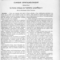 2716 - Page 2349 - Partie Scientifique. Travaux originaux. Clinique ophtalmologique, (Hôtel-Dieu). Les formes cliniques de l’ophtalmie sympathique, par le Professeur Félix Terrien