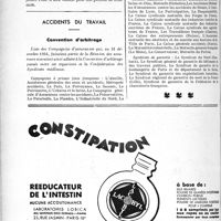 2749 - Page 2382-XL - A travers l’officiel. Arrêté du ministre des Pensions du 1er août 1935, fixant le prix des fournitures pharmaceutiques faites au titre de l’article 64 de la loi du 31 mars 1919 / Accidents du travail. Convention d’arbitrage