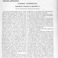 2774 - Page 2403 - Partie Scientifique. Travaux originaux. Clinique chirurgicale. Appendicite chronique ou péricolite, par M. le Professeur E. Mériel