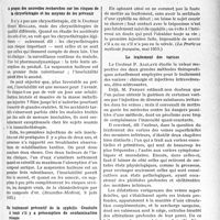 2788 - Page 2417 - Partie Scientifique. L’actualité scientifique. La Presse. A propos des nouvelles recherches sur les risques de la chrysothérapie et les moyens de les prévenir [(Bruxelles-Médical, 9 juin 1935)] / Du traitement préventif de la syphilis. Conduite à tenir s’il y a présomption de contamination récente [(La Pratique médicale Française, mai 1935)] / Le traitement des varices [(La Presse Médicale, 12 juin 1935)]