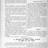 2799 - Page 2428 - Partie Professionnelle. Accidents du travail. Échos de la dernière réunion de la Commission d'arbitrage / La médecine en suède, d'après voltaire au début du XVIIe siècle