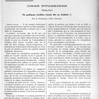 2894 - Page 2515 - Partie Scientifique. Travaux originaux. Clinique ophtalmologique, (Hôtel-Dieu). De quelques troubles visuels dûs au diabète, par le Professeur Félix Terrien