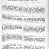 2912 - Page 2525 - Partie Scientifique. Travaux originaux. La clinique au goût du jour. En suivant le cours des phénomènes digestifs, l’horaire de certains troubles peut aider au diagnostic, d’après les travaux des Docteurs P. -A. Carrié et R. Fau. Des troubles immédiats traduisent généralement une crise vaso-motrice