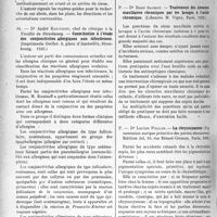 2923 - Page 2534 - Partie Scientifique. L’actualité scientifique. Les Thèses. Repères anatomiques pour la recherche des abcès otitiques cérébelleux par la voie juxta-sigmoïdienne, par Dr Robert Rambert, (Librairie, Le français, Paris, 1935) / Contribution à l’étude des conjonctivites allergiques non infectieuses, par Dr André Koutseff, (Imprimerie Goeller, Strasbourg, 1935) / Traitement des sinusites maxillaires chroniques par les lavages à l’acide chronique, par Dr René Sachot, (Librairie M. Vigné, Paris, 1935) / La chrysocyanose, par Dr Lucien Pollak, Édition Jel, Paris, 1935)