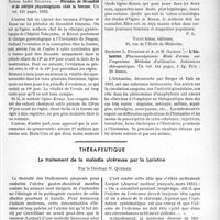 2926 - Page 2535 - Partie Scientifique. L’actualité scientifique. Les Livres. Périodes de fécondité et de stérilité physiologiques chez la femme, par Docteur André Delevoy, Amédée Legrand, éditeur, 1935 / L’histamine, par Docteurs L. Delherm et A. et M. Gajdos, Vigot frères, éditeurs / Thérapeutique. Le traitement de la maladie ulcéreuse par la Laristine, par le Docteur N. Quénée