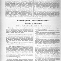 2947 - Page 2548 - Partie Professionnelle. Faculté de médecine de Paris. Enseignement et actes de la Faculté / Reportage professionnel. Nouvelles et Informations, (Voir les Dernières Nouvelles en tête des « Demi-Colonnes). Nécrologie [Professeur Pierre Ménétrier] / Une revue consacrée à la mesure des rayons solaires / XXIIe Congrès d’hygiène / Chemins de fer P. -L. -M