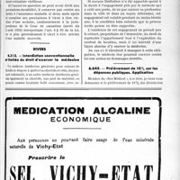 2954 - Page LIII-2555 - Correspondance. Assurances sociales. Droit au bénéfice de l’assurance-invalidité / Divers. Interdiction conventionnelle et limitée du droit d’exercer la médecine / Prélèvement de 10% sur les dépenses publiques. Application