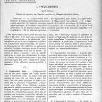 2976 - Page 2573 - Partie Scientifique. Travaux originaux. L’hypocondrie, par R. Benon