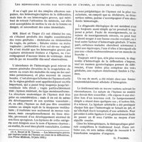 3043 - Page 2636 - Partie scientifique. Travaux originaux. Clinique chirurgicale. Les hémorragies, qui préoccupent le praticien. Celles d’origine gastrique, qui font suite à une opération osseuse / Les hémorragies graves par ruptures de l’hymen, au cours de la défloration [G. Fischer]