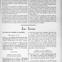 3052 - Page 2645 - Partie scientifique. L'actualité scientifique. Les Congrès. Congrès de l'association pour l’avancement des sciences, (Nantes, 20-28 juillet 1935). Section d'hygiène et de médecine publique / Les Livres. Les livres qui viennent de paraître… / Recherches anthropométriques sur la croissance des diverses parties du corps, par Docteur Paul Godin, Amédée Legrand, éditeur. / Précis élémentaire des soins aux malades, aux blessés et aux nourrissons, par Docteur E. Contet, Massonet Cie, éditeurs, Paris