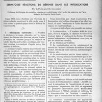 3098 - Page 2687 - Partie scientifique. Travaux originaux. Dermatoses réactions de défense dans les intoxications, par le Professeur H. Gougerot. Intoxications « extérieures »