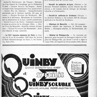 3156 - Page VII-2741 - Dernières nouvelles. IIIe Congrès de l’Association pour la documentation photographique et cinématographique dans les sciences / Les XIIes Journées dentaires de Paris / Académie des sciences de Rome / Faculté de médecine de Lyon / Faculté de médecine de Bordeaux / Hôpitaux de Marseille / Hôpital de Philippeville
