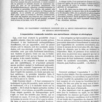 3181 - Page 2764 - Partie scientifique. Travaux originaux. La clinique syphiligraphique au goût du jur. La présomption d’une contamination récente ne commande pas un traitement préventif de la syphilis : malgré la possibilité d’une syphilis sans chancre, il offre parfois de sérieux inconvénients, d’après les travaux de Docteur Paul Lefèvre, du Docteur P. Léonard et de M. J. Weill. Et Cependant, on risque d’avoir affaire unesyphilis sans chancre / Enfin, un traitement préventif institué sur la seule présomption offre de sérieux inconvénients. L’expectation commande toutefois une surveillance clinique et sérologique [G. Fischer]