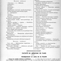 3207 - Page 2790 - Partie professionnelle. Comptes rendus, documents, pièces officielles.... Infirmités incompatibles avec là fonction d’instituteur / Faculté de médecine de Paris. Enseignement et actes de la faculté