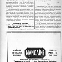 3221 - Page 2804-LXVI - Correspondance. Questions médico-militaires. Droit à pension de la veuve d’une victime de la guerre / Assurances sociales. Le concubin d’un assuré et ses enfants n’ont pas droit au bénéfice des assurances sociales