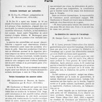 3254 - Page 2831 - Partie scientifique. L'actualité scientifique. Les sociétés savantes. Paris. Société de chirurgie. Occlusion intestinale par entérolithe, 19-6-1935 / Torsion traumatique des annexes saines, 19-6-1935 / La dilatation des cancers de l’œsophage, 29-5-1935