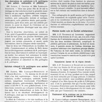 3258 - Page 2835 - Partie scientifique. L'actualité scientifique. Les sociétés savantes. Montpellier. Société des sciences médicales et biologiques de Montpellier et du Languedoc méditerranéen, Séance du 19 juillet 1935. Deux observations de septicémies à b. perfringens avec anémie, endocardite et phlébites / Septicémie subaiguë à B. perfringens avec anémie et endocardite / Toulouse. Société de médecine, chirurgie et pharmacie. Fracture du scaphoïde tarsien / Phlébite double suite de fracture métatarsienne / Volumineux lipome de la région dorsale / Traitement de la sciatique par la diélectrolyse au chlorure de calcium