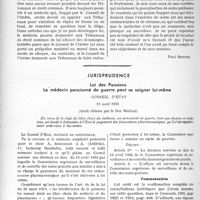 3267 - Page 2844 - Partie professionnelle. Bulletin de l’Actualité. Les lacunes du projet de loi sur l’ordre des médecins / Jurisprudence. Loi des Pensions. Le médecin pensionné de guerre peut se soigner lui-même [Dr Paul Boudin]