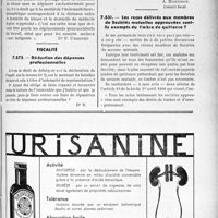 3288 - Page LVII-2863 - Correspondance. Application du tarif des accidents du travail. Visite avec déplacement non spécial / Fiscalité. Déduction des dépenses professionnelles / Les reçus délivrés aux membres de sociétés mutuelles approuvées sont ils exempts du timbre de quittance ?