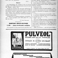 3289 - Page 2864-LVIII - Correspondance. Fiscalité. Les reçus délivrés aux membres de sociétés mutuelles approuvées sont ils exempts du timbre de quittance ? / Questions médico-militaires. Calcul d’infirmités multiples