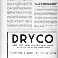 3293 - Page 2868-LXII - Correspondance. Assurances sociales. Droit aux prestations de l'assurance — maladie en cas de chômage / Droit au bénéfice de l’assurance maladie et de l'assurance — invalidité