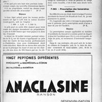 3296 - Page LXV-2871 - Correspondance. Questions diverses. Taux légal des loyers ; réduction de 10 % / Prescription des honoraires accidents