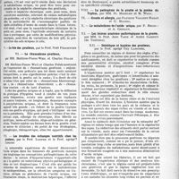 3336 - Page 2907 - Partie scientifique. L’actualité scientifique. Les congrès. Congrès de la goutte et de l’acide urique, (Vittel, 14, 15 et 16 septembre 1935). Rapports (analyses). Le rein goutteux / Le foie des goutteux / Le rhumatisme goutteux / Les troubles des échanges nutritifs chez les goutteux / La pathogénie de la goutte et la genèse du Tophus / Goutte et allergie / Le métabolisme de l’acide urique / Les lésions anatomo-pathologiques de la goutte / Diététique et hygiène des goutteux