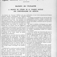 3340 - Page 2911 - Partie professionnelle. Bulletin de l’Actualité. A propos de l’étude de M. Charles Nicolle sur l’individualisme du médecin