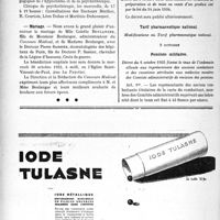 3373 - Page 2940-X - Dernières nouvelles. Ecole de psychologie / Mariage / A travers l’officiel. Pharmacie / Tarif pharmaceutique national / Pensions militaires