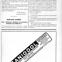 3376 - Page XIII-2943 - Correspondance. Au sujet de la retraite que peut s’assurer un médecin / Questions diverses. Comment réfreiner les annonces émanant de médecins ?