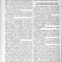 3393 - Page 2960 - Partie scientifique. L'actualité scientifique. La presse. Vaccination contre la diphtérie avec l’anatoxine de Ramon [(Le Progrès Médical, 20 juillet 1935)] / Les injections aqueuses de soufre et d’iode dans le traitement des rhumatismes chroniques [(Le Bulletin Médical, n° 28, du 3 juillet 1935)]