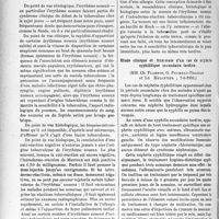 3395 - Page 2962 - Partie scientifique. L'actualité scientifique. Les Sociétés savantes. Paris. Société médicale des hôpitaux de Paris. Particularités d’un certain nombre de cas d’érythème noueux, expression du début de la tuberculose chez, 14-6-1935 / Étude clinique et humorale d’un cas de néphrite syphilitique secondaire tardive, 7-6-1935