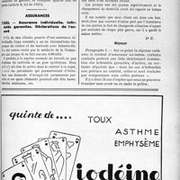3430 - Page LIX-2993 - Correspondance. Questions médico-militaires. Pension d’un amputé de la cuisse. Retraite d’un officier / Assurances. Assurance individuelle. Infirmités garanties. Déclarations de l'assuré