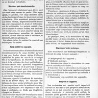 3470 - Page 3029 - Partie scientifique. Travaux originaux. Quinze années de pratique de la transfusion du sang sans aucun choc, ni aucune réaction poste-transfusionnelle, par le Docteur A. Bécart. Accidents. Accidents consécutifs à la transmission d’une affection dont le donneur est atteint / Réactions poste-transfusionnelles / Sang modifié ou sang pur / Réactions d’ordre technique / Propreté de l’appareil / Embolie gazeuse