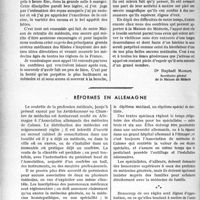 3489 - Page 3048 - Partie professionnelle. La maison du médecin / Réformes en Allemagne