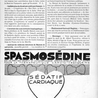 3520 - Page IX-3075 - Dernières Nouvelles. Un appel international des médecins psychiatres en faveur de la paix / Confédération des Syndicats médicaux Français / L’ouverture des cours du Centre homéopathique / Syndicat des médecins-directeurs de Maisons de santé privées / Établissement thermal d’Enghien / Nécrologie [M. Albert Baillière ]