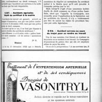 3726 - Page LIX-3253 - Correspondance. Accidents. Accident survenu à un enfant de moins de 13 ans / Accidents agricoles. Dépôt du certificat à la mairie / Accident survenu au cours du trajet pour se rendre au travail