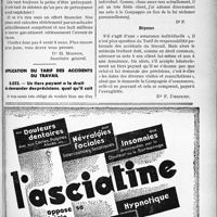 3804 - Page LXV-3327 - Correspondance. Questions diverses. Peut-on se garantir à 45 ans contre les risques maladies et accidents ? / Application du tarif des accidents du travail. Un tiers payant a le droit de demander des précisions, quel qu’il soit